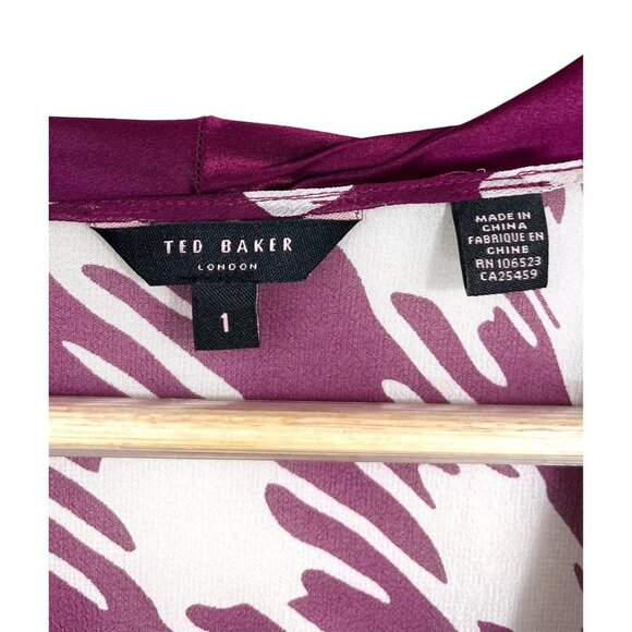 Ted Baker 100% Silk Phaedra blouse purple‎ sz XS - Picture 2 of 8